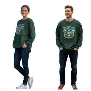 NWT Rare 2025 Belmont Stakes Saratoga Graphic Sweatshirt Green Unisex Size L